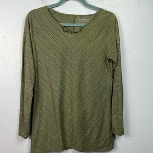 Eddie Bauer Heather Moss Green Long Sleeve Top Medium